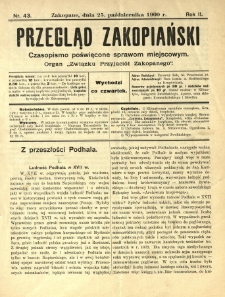 Przegląd Zakopiański : czasopismo poświęcone sprawom miejscowym. Organ "Związku Przyjaciół Zakopanego" 1900.10.25 R.2 Nr43