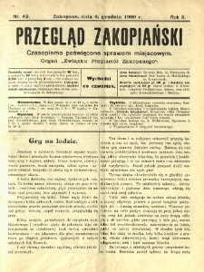 Przegląd Zakopiański : czasopismo poświęcone sprawom miejscowym. Organ "Związku Przyjaciół Zakopanego" 1900.12.06 R.2 Nr49