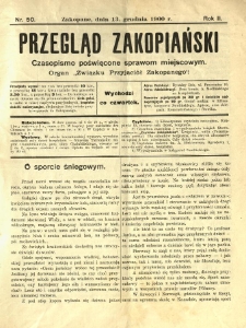 Przegląd Zakopiański : czasopismo poświęcone sprawom miejscowym. Organ "Związku Przyjaciół Zakopanego" 1900.12.13 R.2 Nr50