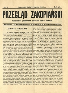 Przegląd Zakopiański : czasopismo poświęcone sprawom Tatr i Podhala 1905.03.01 R.7 Nr5