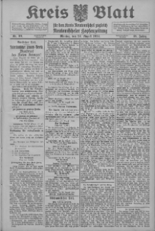 Kreis Blatt f&uuml;r den Kreis Neutomischeler zugleich Hopfenzeitung 1914.08.24 Jg.38 Nr99