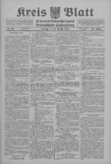 Kreis Blatt f&uuml;r den Kreis Neutomischeler zugleich Hopfenzeitung 1915.08.13 Jg.40 Nr95