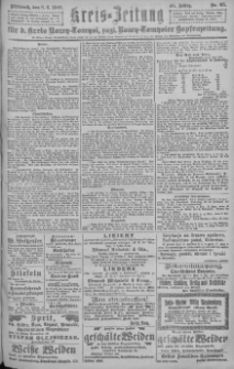 Kreis-Zeitung für d. Kreis Nowy-Tomysl : zugl. Nowy-Tomysler Hopfenzeitung = Orędownik Urzędowy na powiat Nowotomyski 1921.06.08 Jg.46 Nr65