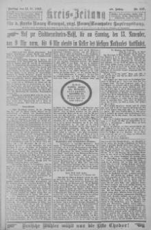 Kreis-Zeitung für d. Kreis Nowy-Tomysl: zugl. Nowy-Tomysler Hopfenzeitung 1921.11.11 Jg.46 Nr127