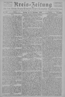 Kreis-Zeitung f&uuml;r d. Kreis Nowy-Tomysl: zugl. Nowy-Tomysler Hopfenzeitung 1923.09.21 Jg.48 Nr109