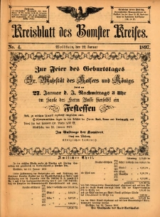 Kreisblatt des Bomster Kreises 1897.01.22 No.4
