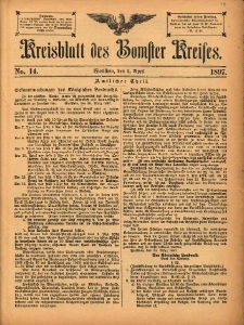 Kreisblatt des Bomster Kreises 1897.04.02 No.14
