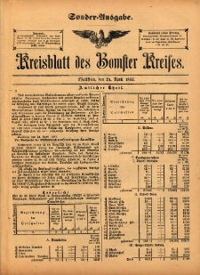 Sonder-Ausgabe. Kreisblatt des Bomster Kreises 1897.04.24