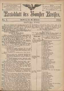 Kreisblatt des Bomster Kreises 1884.02.15 No.7