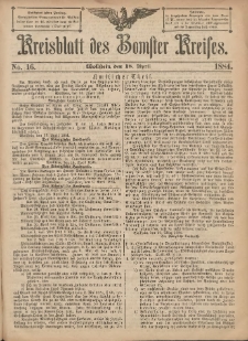 Kreisblatt des Bomster Kreises 1884.04.18 No.16