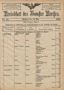 Kreisblatt des Bomster Kreises 1884.05.16 No.20