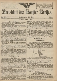 Kreisblatt des Bomster Kreises 1884.06.20 No.25