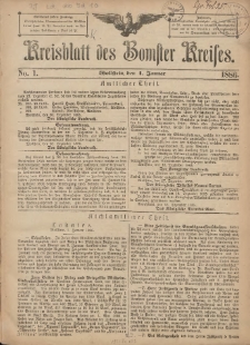 Kreisblatt des Bomster Kreises 1886.01.01 No.1