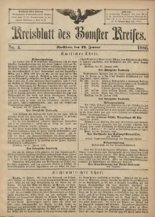 Kreisblatt des Bomster Kreises 1886.01.22 No.4
