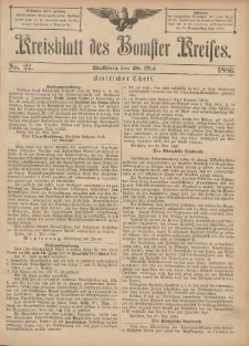 Kreisblatt des Bomster Kreises 1886.05.28 No.22