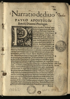 [Enarrationes vetustissimorum theologorum : in Acta quidem Apostolorum & in omnes d. Pauli ac Catholicas epistolas ab oecumenio: in Apocalypsim vero ab Aretha Caesarea Cappadocia episcopo magna cura collecta / Iohanne Hentenio interprete