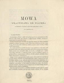 Mowa Władysława hr. Platera na posiedzeniu Towarzystwa Historyczno-Literackiego w Paryżu dnia 5 grudnia 1871 roku