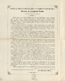 Fundacya Muzeum Historycznego Polskiego w Szwajcaryi. Odezwa do przyjaciół Polski
