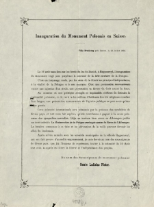 Inauguration du Monument Polonais en Suisse