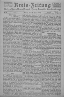 Kreis-Zeitung für d. Kreis Nowy-Tomysl: zugl. Nowy-Tomysler Hopfenzeitung 1924.01.14 Jg.49 Nr6