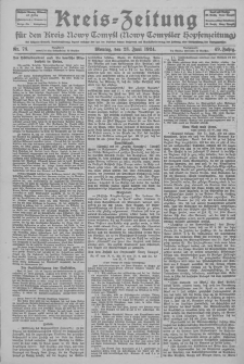 Kreis-Zeitung für d. Kreis Nowy-Tomysl: zugl. Nowy-Tomysler Hopfenzeitung 1924.06.23 Jg.49 Nr73