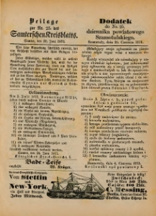 Beilage zur Nr.25 des Samterchen Kreisblatts = Dodatek do Nr.25 dziennika powiatowego Szamotulskiego 1872.06.20 R.[18]