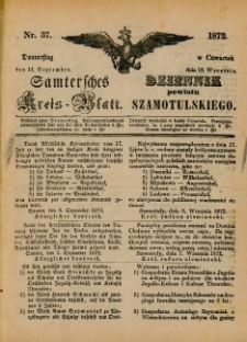 Samtersches Kreis-Blatt = Dziennik Powiatu Szamotulskiego 1872.09.12 Jg.[18] Nr37