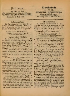 Beilage zur Nr.14 des Samterchen Kreisblatts = Dodatek do Nr.14 dziennika powiatowego Szamotulskiego 1874.04.02 Jg.[20]