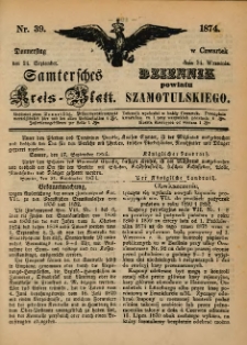 Samtersches Kreis-Blatt = Dziennik Powiatu Szamotulskiego 1874.09.24 Jg.[20] Nr39
