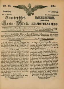 Samtersches Kreis-Blatt = Dziennik Powiatu Szamotulskiego 1874.10.15 Jg.[20] Nr42