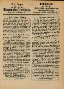 Beilage zur Nr. des Samterchen Kreisblatts = Dodatek do Nr.43 dziennika powiatowego Szamotulskiego 1874.10.22 Jg.[20]