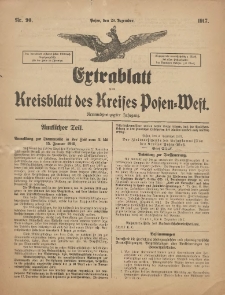 Extrablatt zum Kreisblatt des Kreises Posen-West 1917.12.29 Jg.29 Nr91