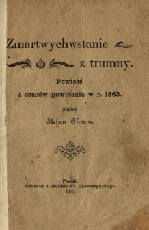 Zmartwychwstanie z trumny : powieść z czasów powstania w r. 1863