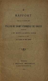 Rapport de la Société des Filles de Saint-François de Sales [...]