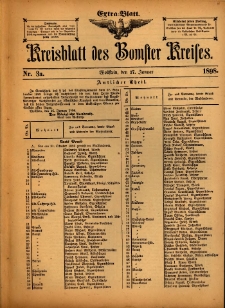 Kreisblatt des Bomster Kreises: Extra-Blatt 1898.01.27 No.3a