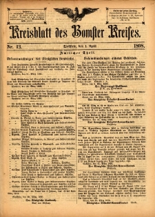 Kreisblatt des Bomster Kreises 1898.04.01 No.13