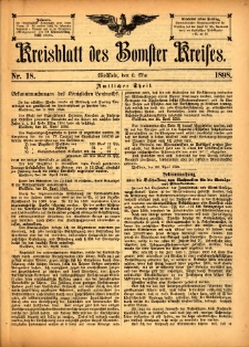 Kreisblatt des Bomster Kreises 1898.05.06 No.18