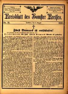 Kreisblatt des Bomster Kreises 1898.08.05 No.31