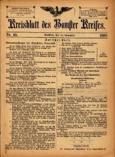 Kreisblatt des Bomster Kreises 1898.11.10 No.45