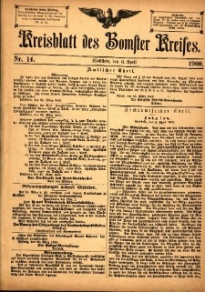 Kreisblatt des Bomster Kreises 1900.04.06 No.14