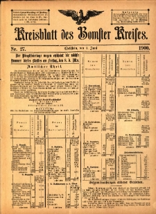 Kreisblatt des Bomster Kreises 1900.06.01 No.27