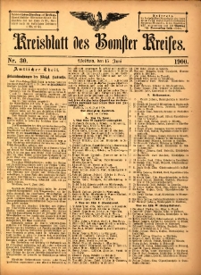 Kreisblatt des Bomster Kreises 1900.06.15 No.30