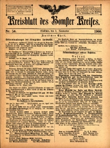 Kreisblatt des Bomster Kreises 1900.09.07 No.54