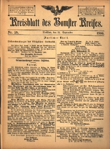 Kreisblatt des Bomster Kreises 1900.09.21 No.58