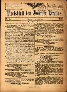 Kreisblatt des Bomster Kreises 1899.01.06 No.1