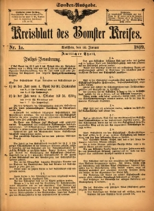Kreisblatt des Bomster Kreises: Sonder-Ausgabe 1899.01.10 No.1a
