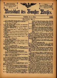 Kreisblatt des Bomster Kreises 1899.03.03 No.9