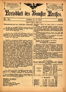 Kreisblatt des Bomster Kreises 1899.04.14 No.15