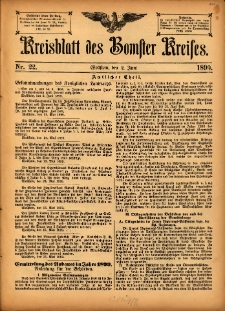 Kreisblatt des Bomster Kreises 1899.06.02 No.22