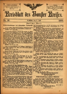 Kreisblatt des Bomster Kreises 1899.07.07 No.27